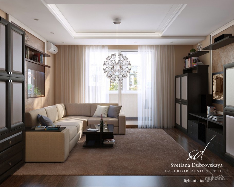 Гостиная в хрущевке в современном стиле