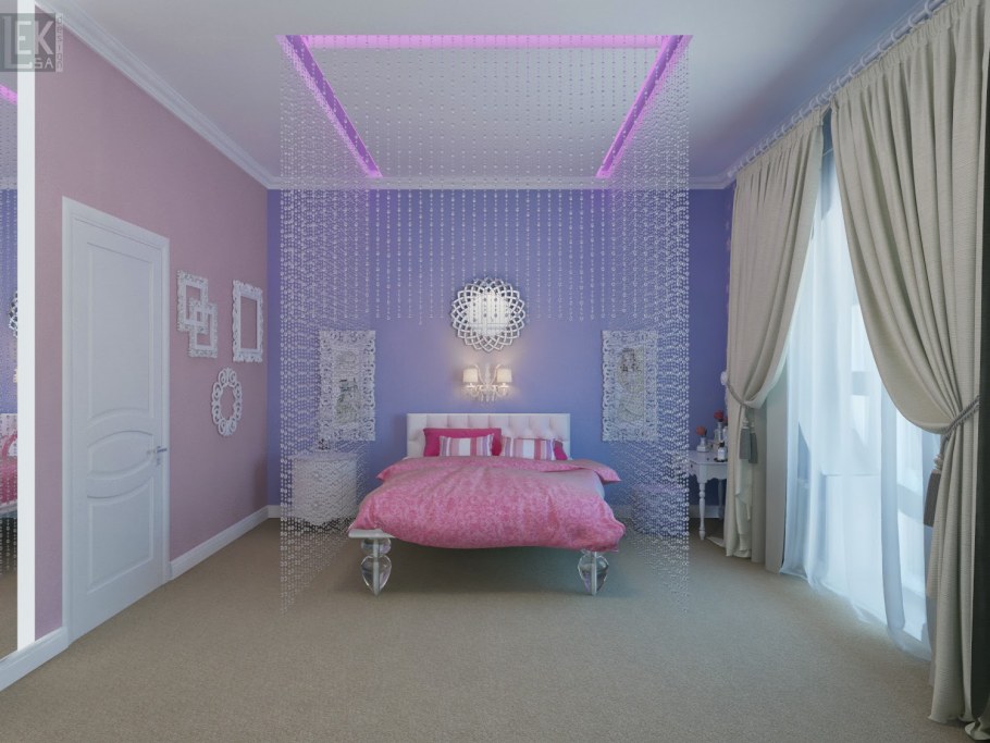 Коралловый цвет в интерьере спальни