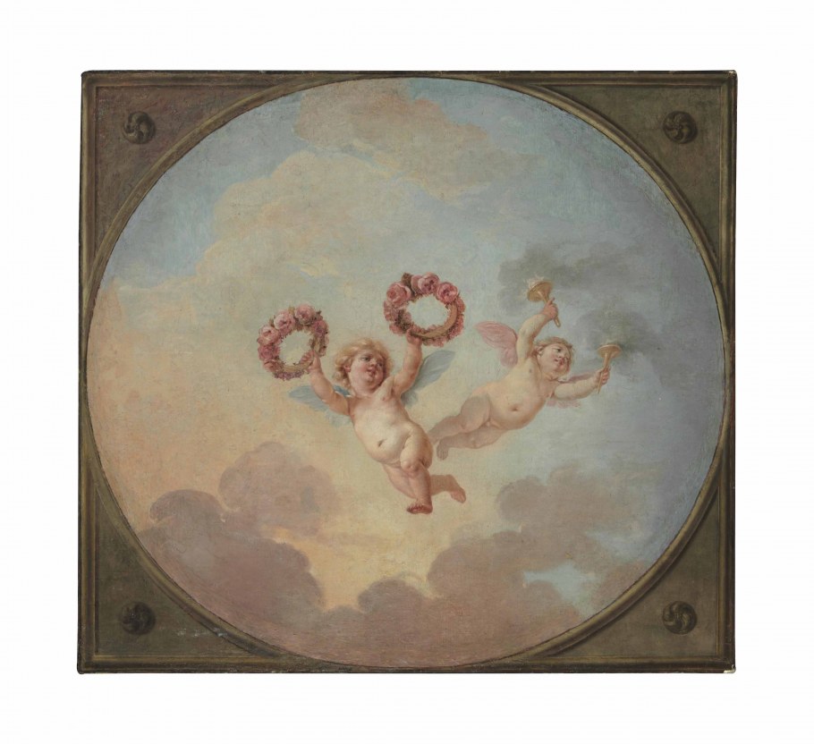 Розовый потолок в интерьере