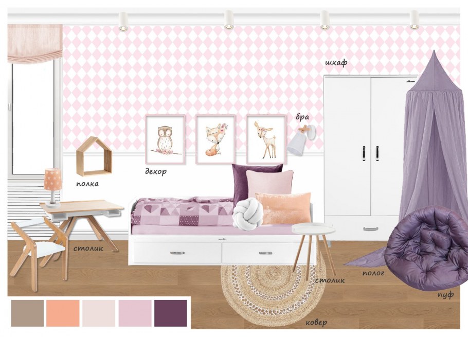 Интерьерный коллаж детской комнаты