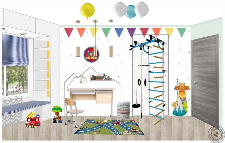 Детская мальчика коллаж интерьер