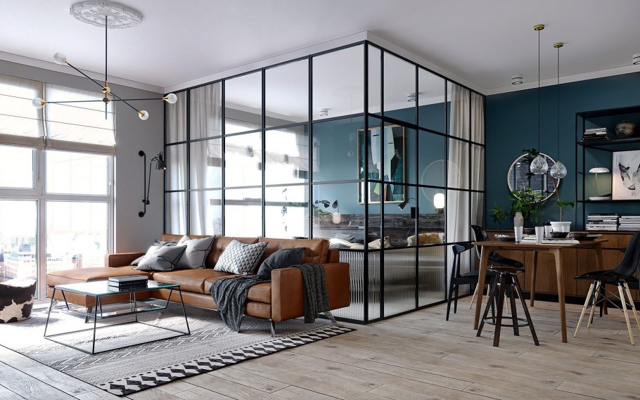 Стеклянные перегородки в интерьере