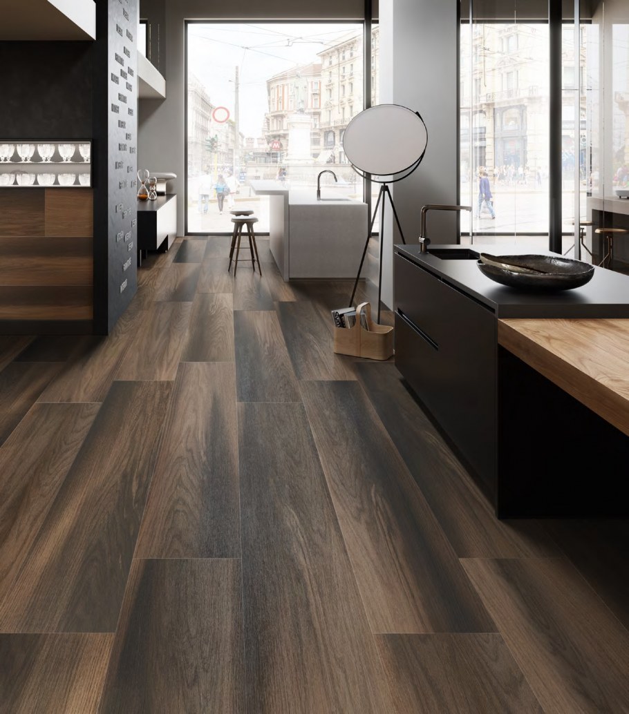 Керамогранит Фоссил Вуд 40*238,5 коричневый темный обрезной sg040200r