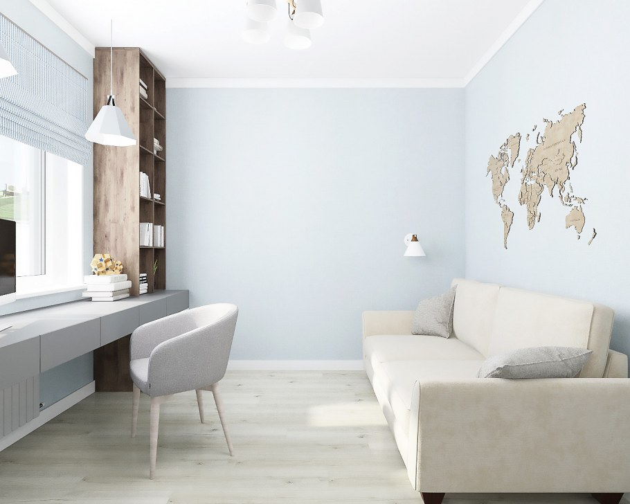 Изголовье спальни в светлых тонах