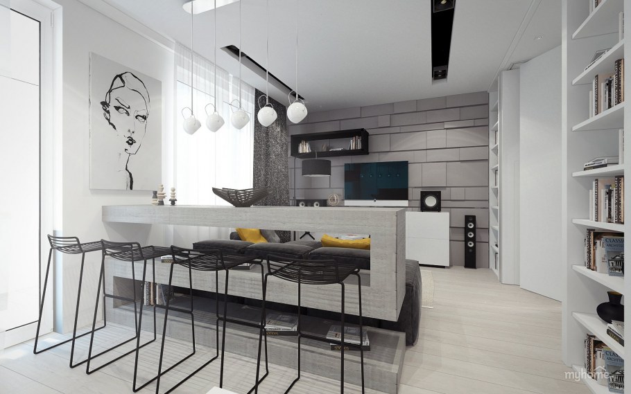 Интерьер студии в серых тонах