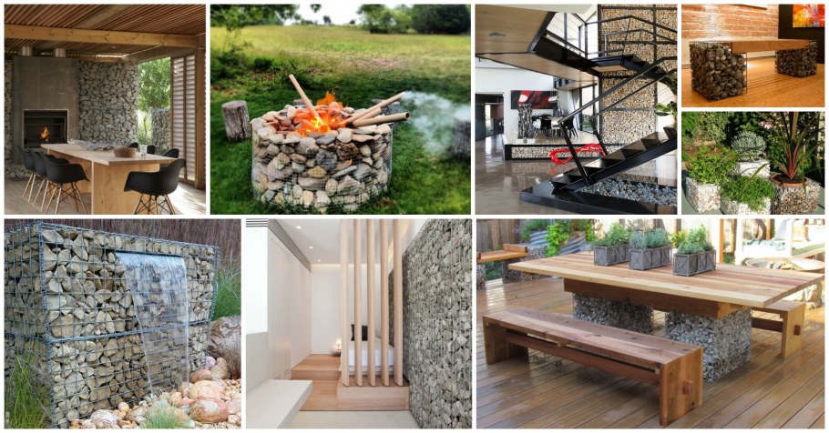 Камины и дома из габиона