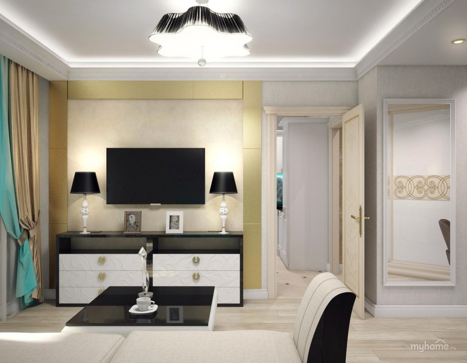 Интерьер однокомнатной квартиры в стиле арт деко