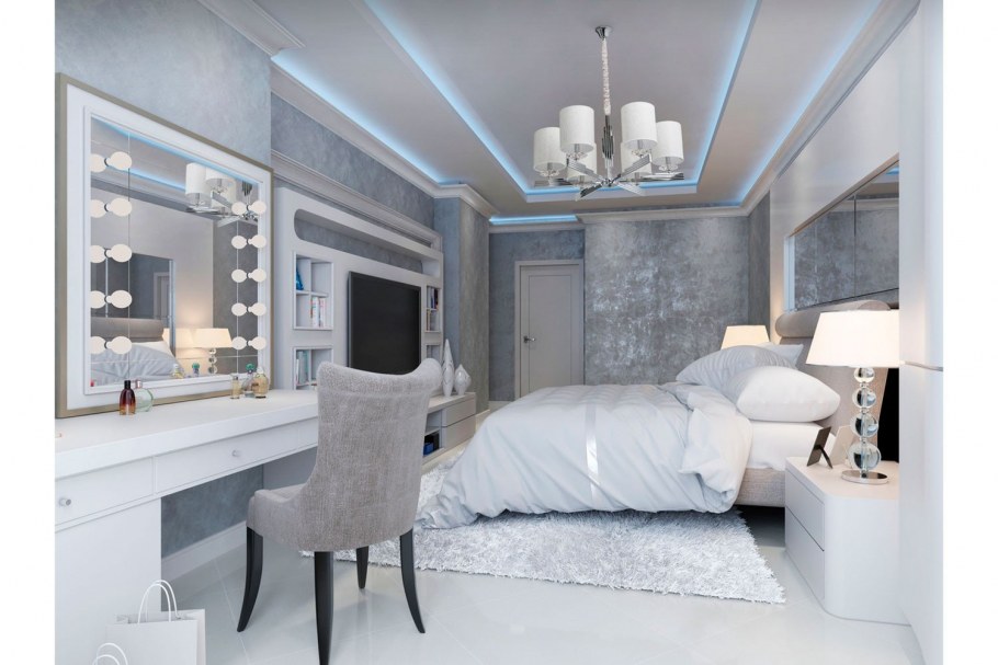 Спальня арт деко в светлых тонах