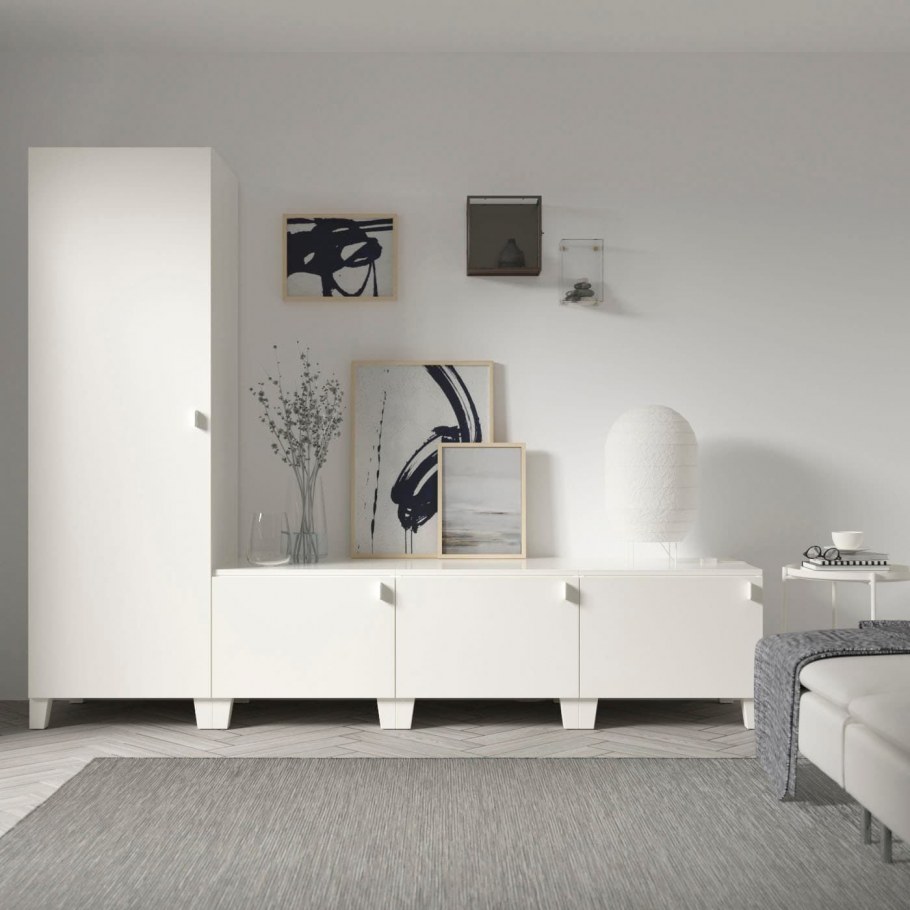 ОПХУС гардероб, белый, ФОННЕС белый, 140x57x261 см