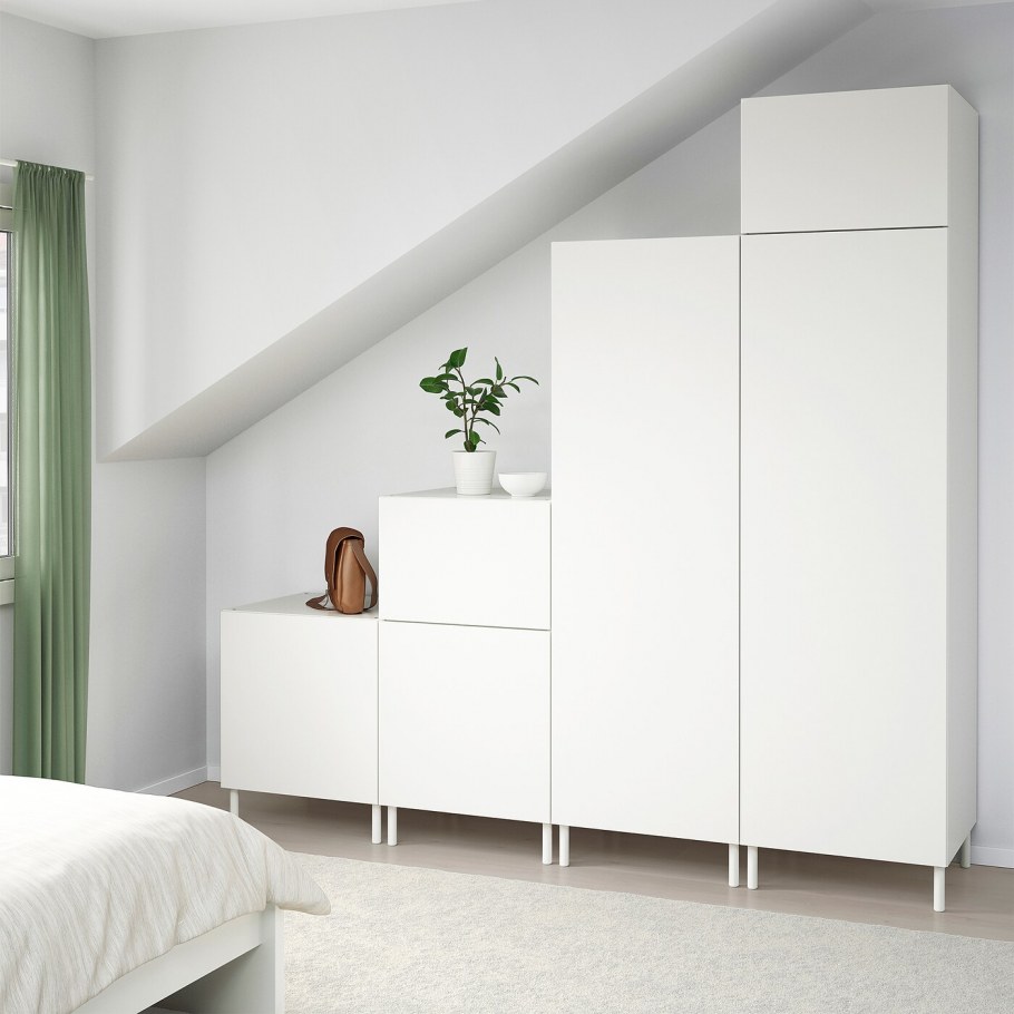 ОПХУС гардероб, белый, ФОННЕС белый, 140x57x261 см