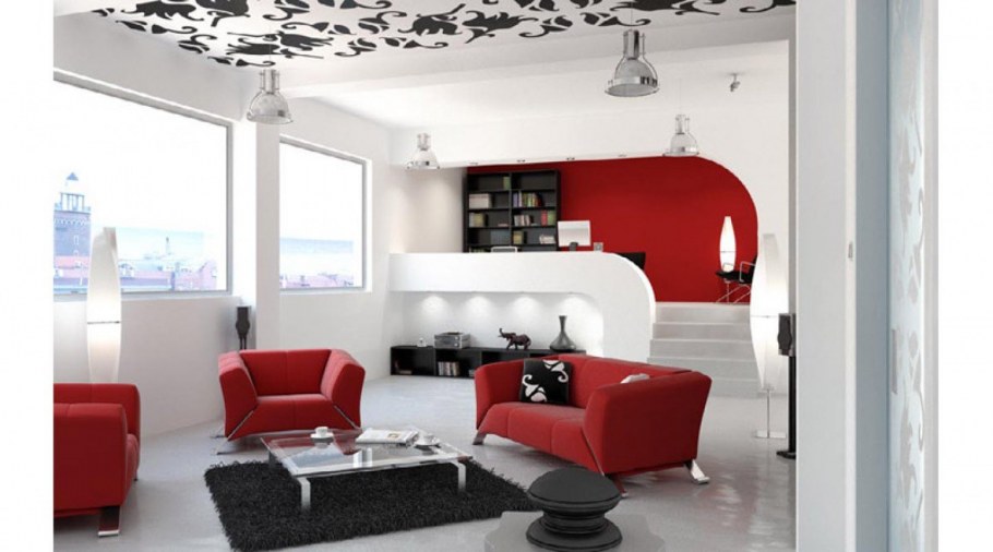 Черно бело красный интерьер