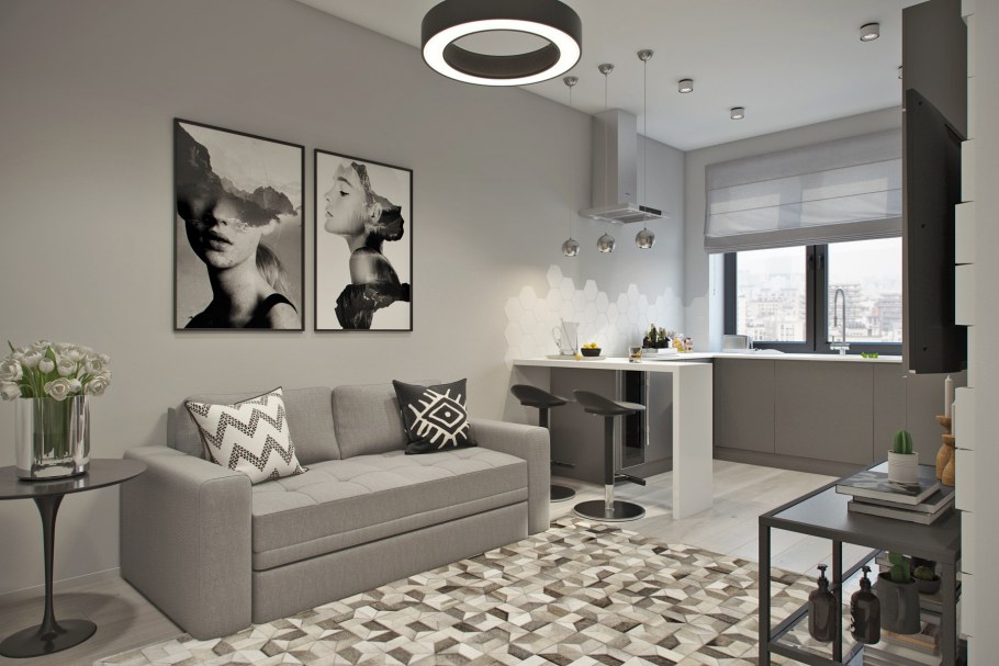 Интерьер однокомнатной квартиры 30 кв.м