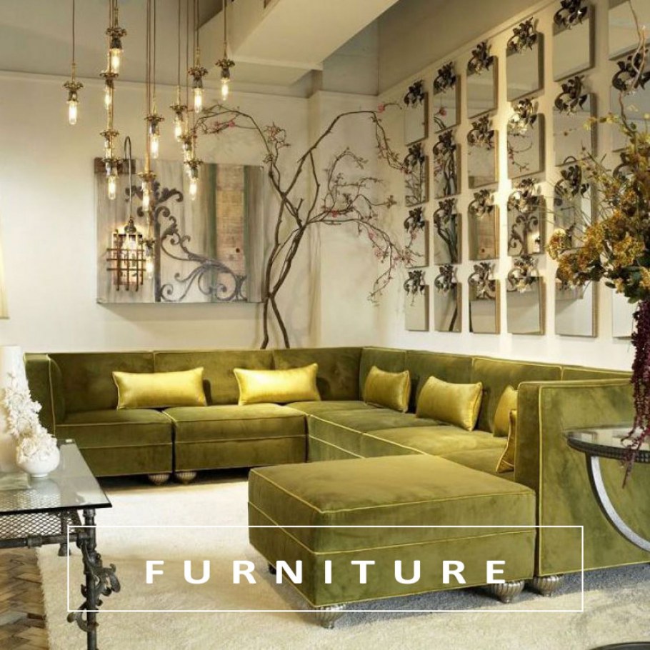 Диван оливкового цвета в интерьере