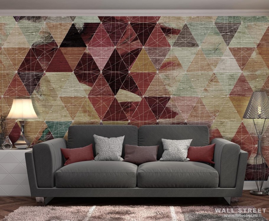 Геометрические узоры на стенах в интерьере