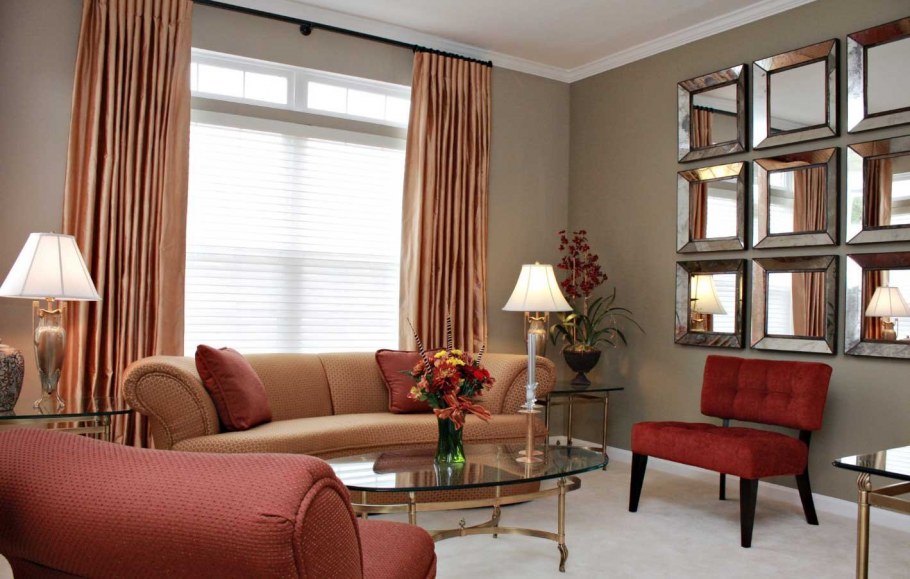 Терракотовые занавески в интерьере