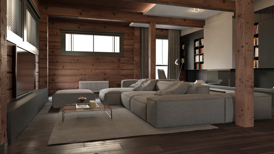 Интерьер домов из бруса в современном стиле