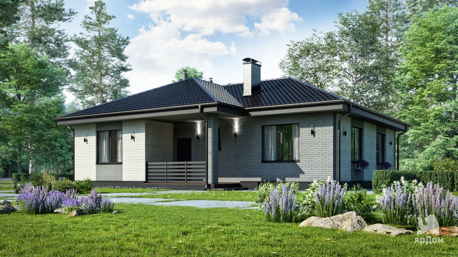 Одноэтажный дом с новым светом