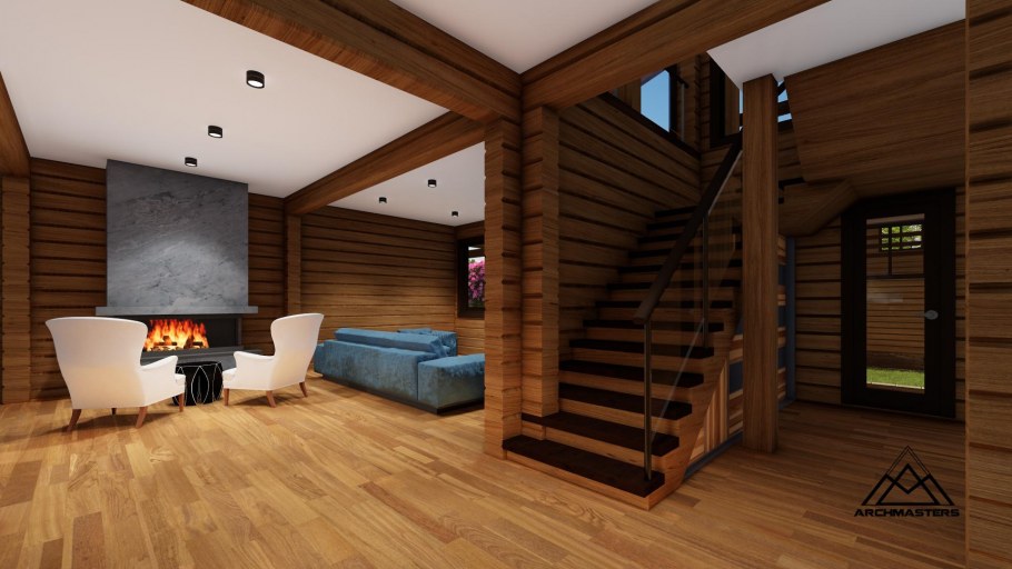 Интерьер дома из профилированного бруса