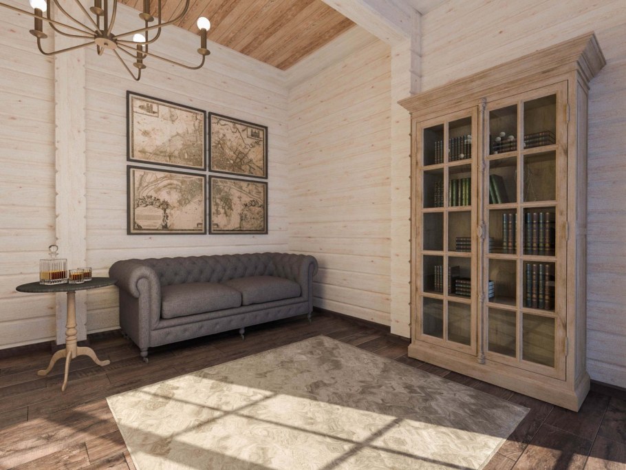 Интерьер из имитации клееного бруса