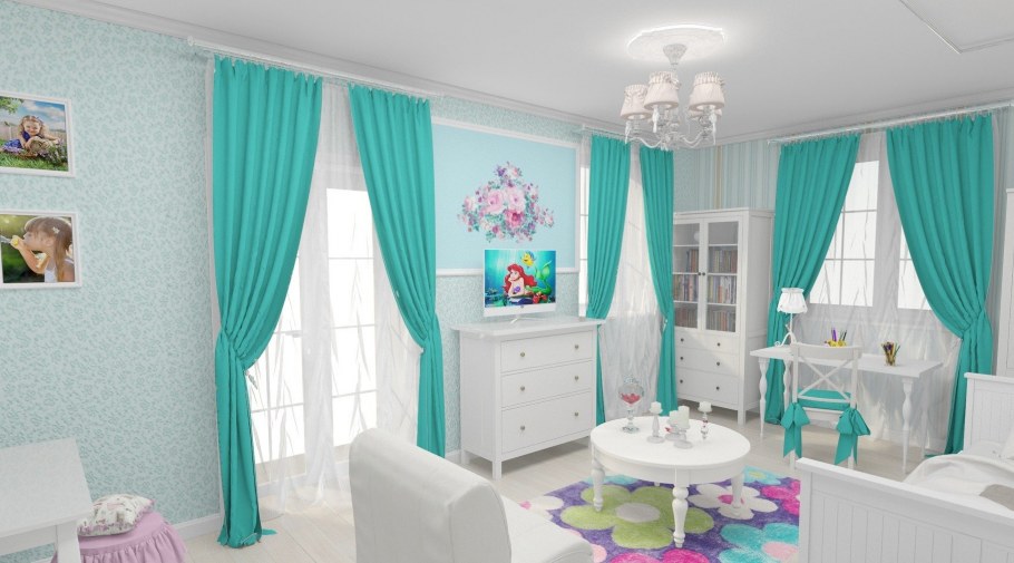 Кровать бирюзового цвета