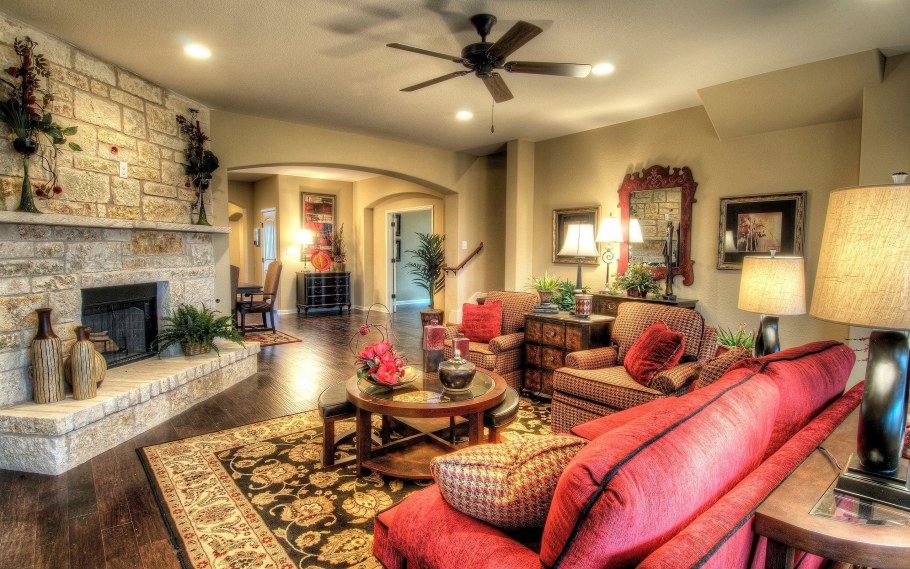 Уютные гостиные с камином