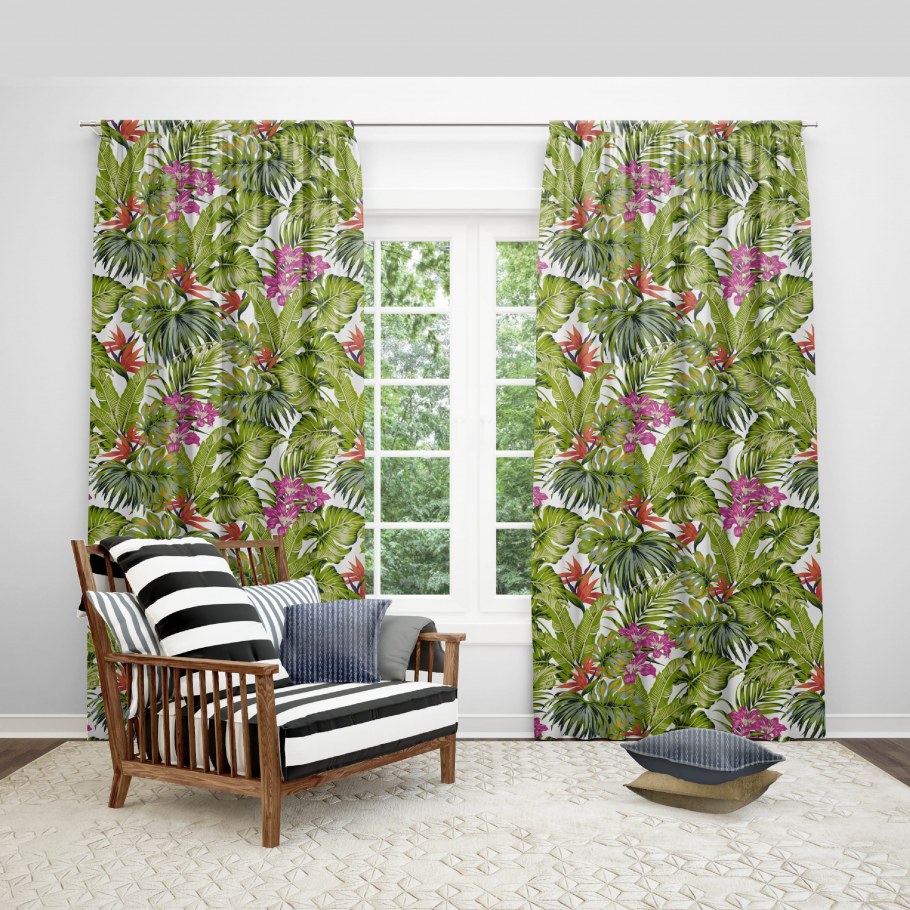 Шторы с тропическим принтом