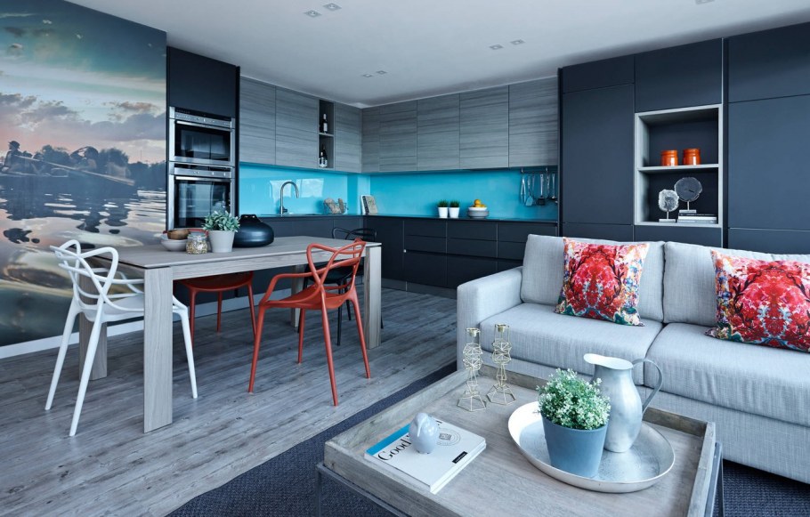 Квартира студия в серых тонах