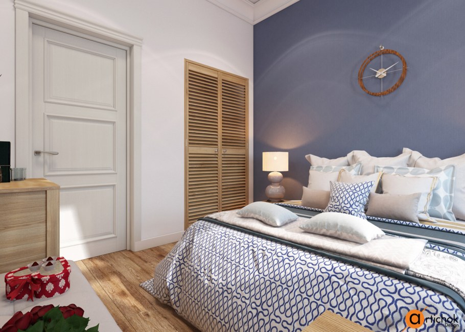 Спальня в пастельных тонах в скандинавском стиле