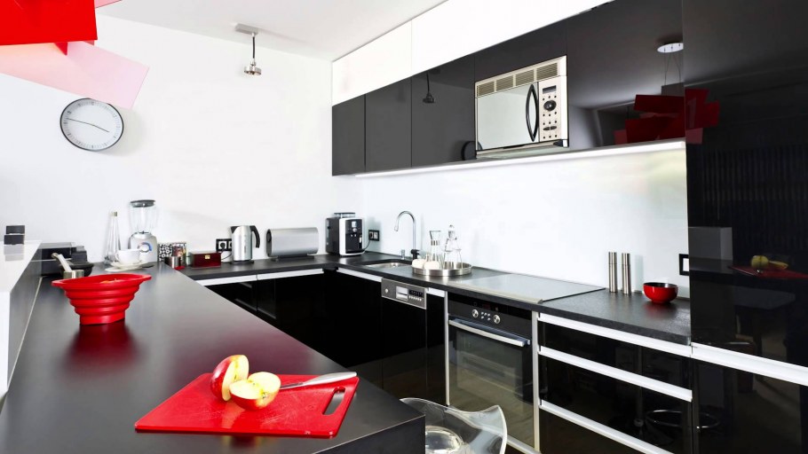 Черно-белые кухни в интерьере