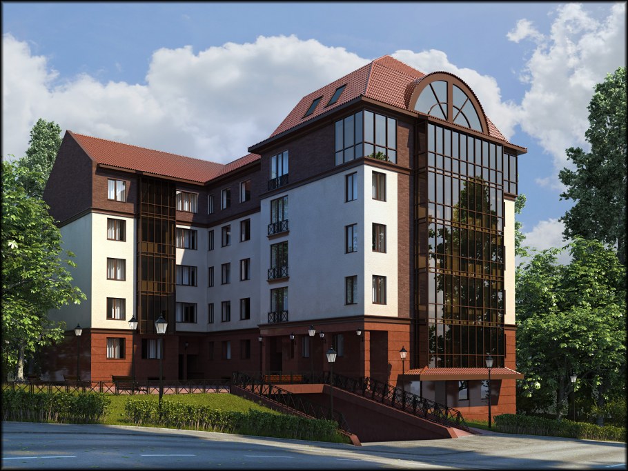 Красивый многоквартирный дом