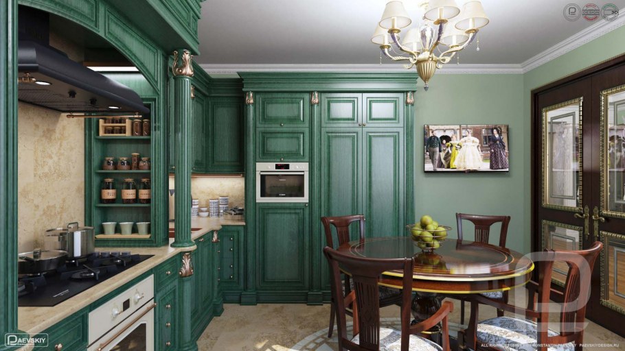 Кухня в красно зеленом цвете