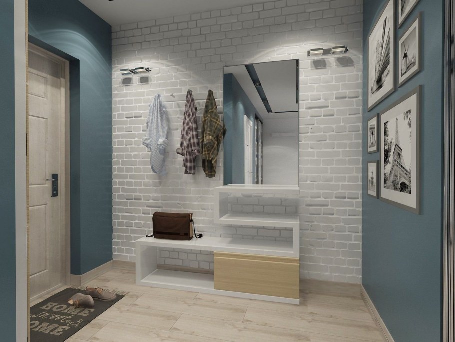 Белый кирпич в прихожей