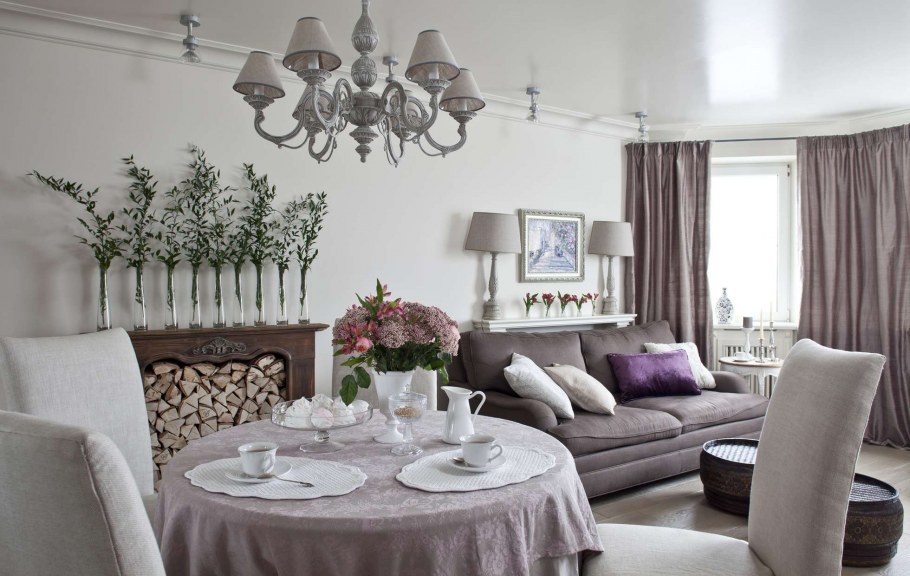 Гостиная в розовом цвете