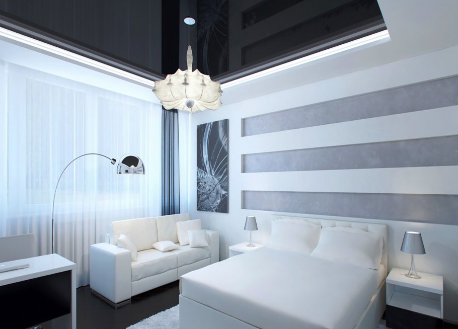 Чёрный потолок в интерьере