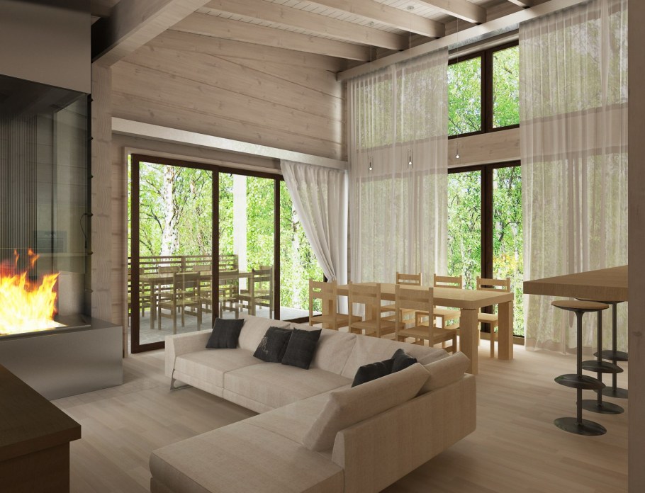 Гостиная имитация бруса