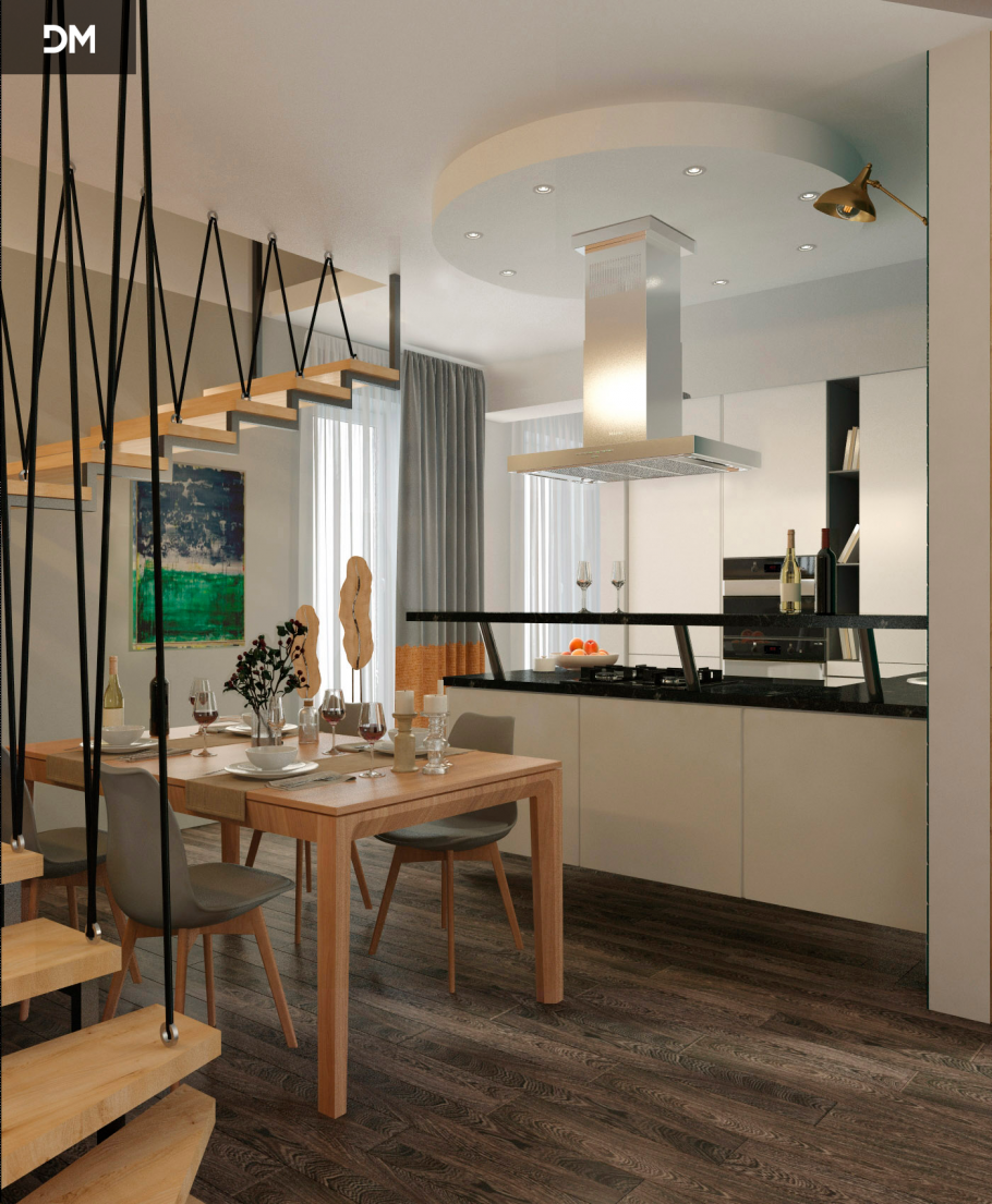 Кухня-столовая в частном доме 35кв