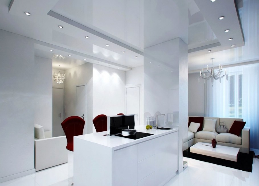 Глянцевый натяжной потолок