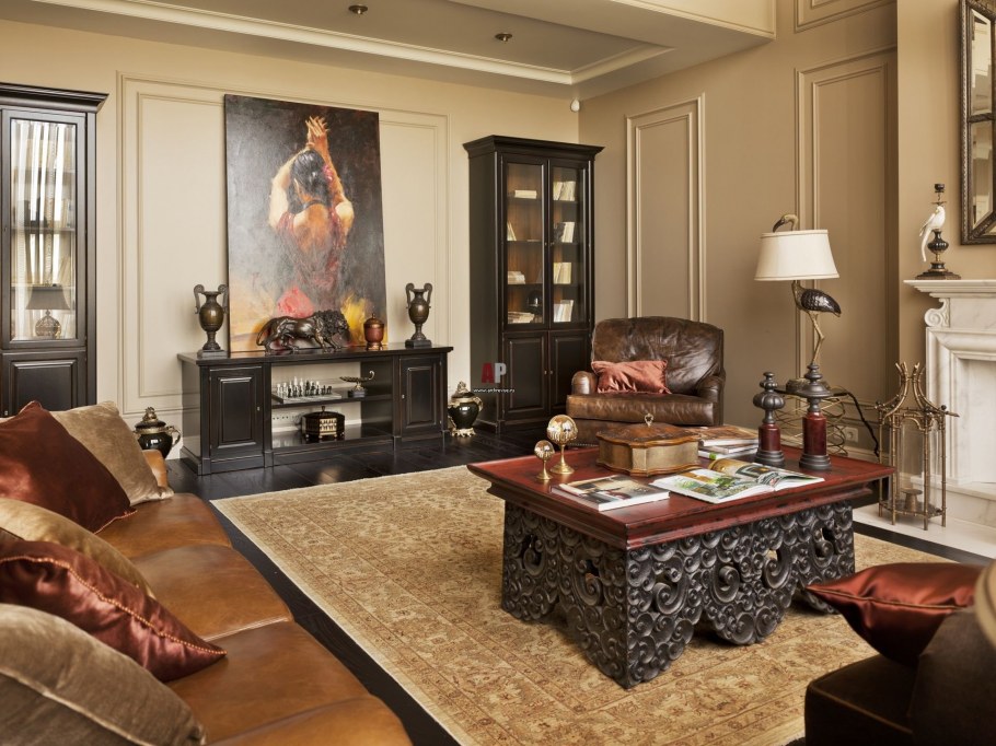 Гостиные в американском стиле с камином