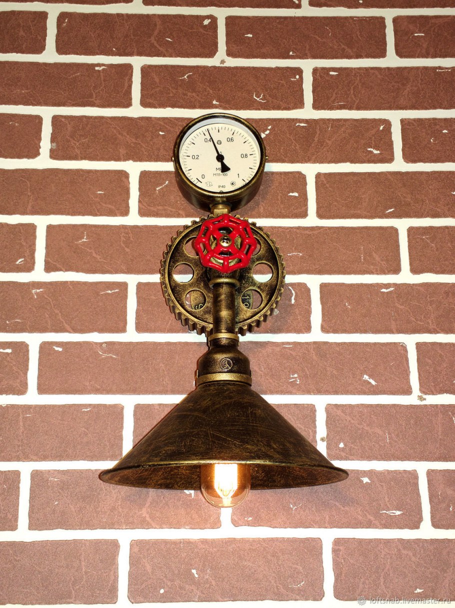Настенный светильник (бра) в стиле лофт (Loft), Индастриал, стимпанк