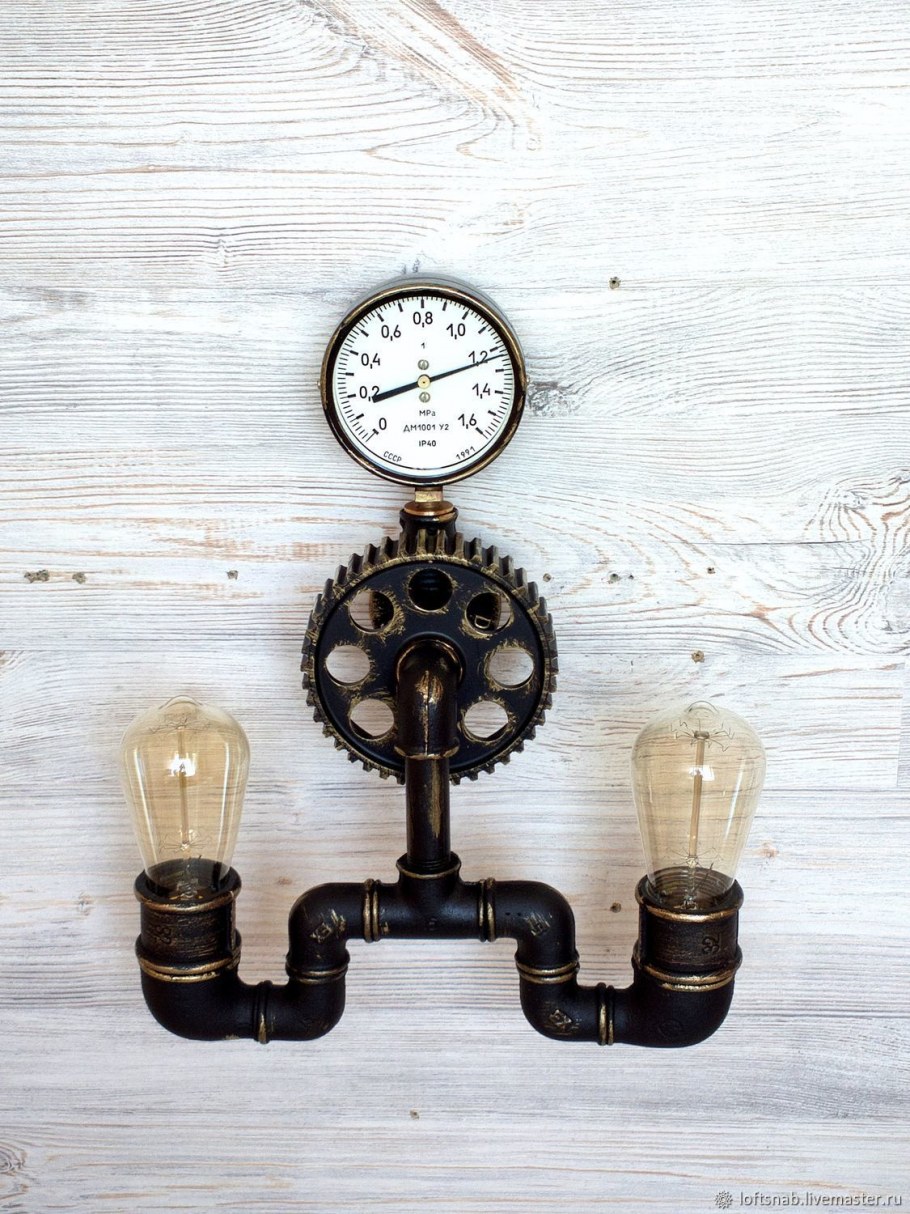 Настенный светильник (бра) в стиле лофт (Loft), Индастриал, стимпанк