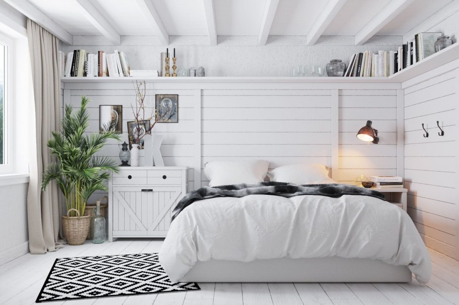 Спальня в скандинавском стиле в загородном доме