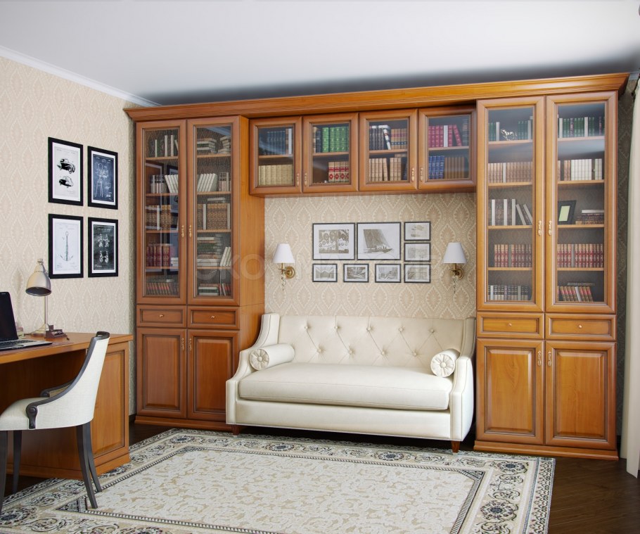 Стеллаж за диваном в гостиной