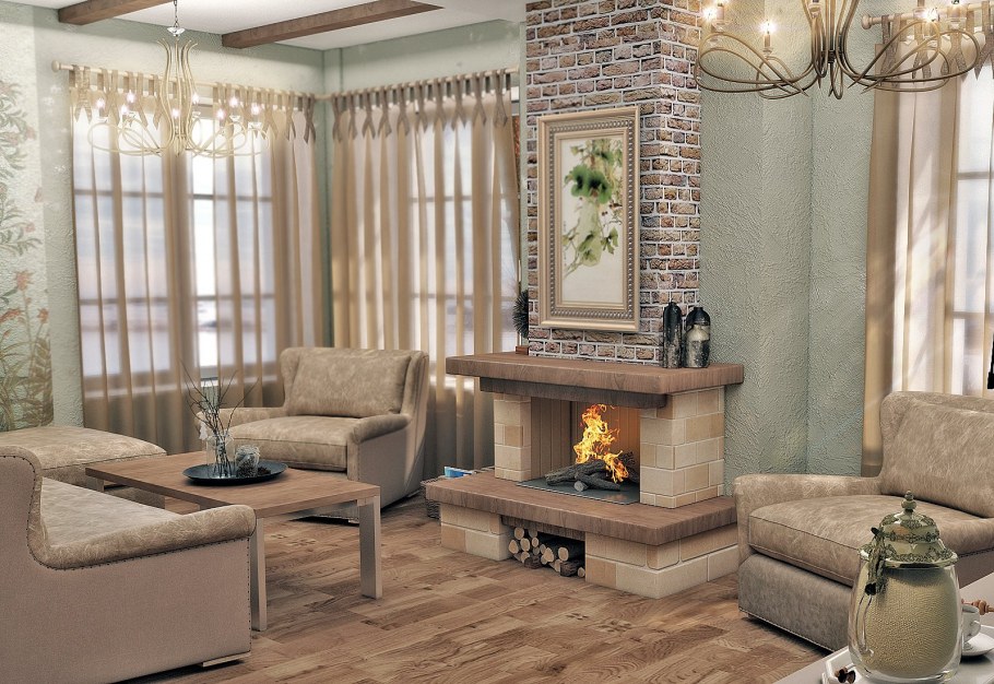 Камин в гостиную в частном доме