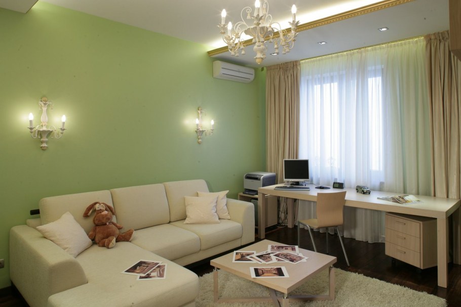 Зеленая гостиная в хрущевке