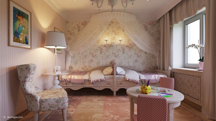 Комната для двух девочек в классическом стиле