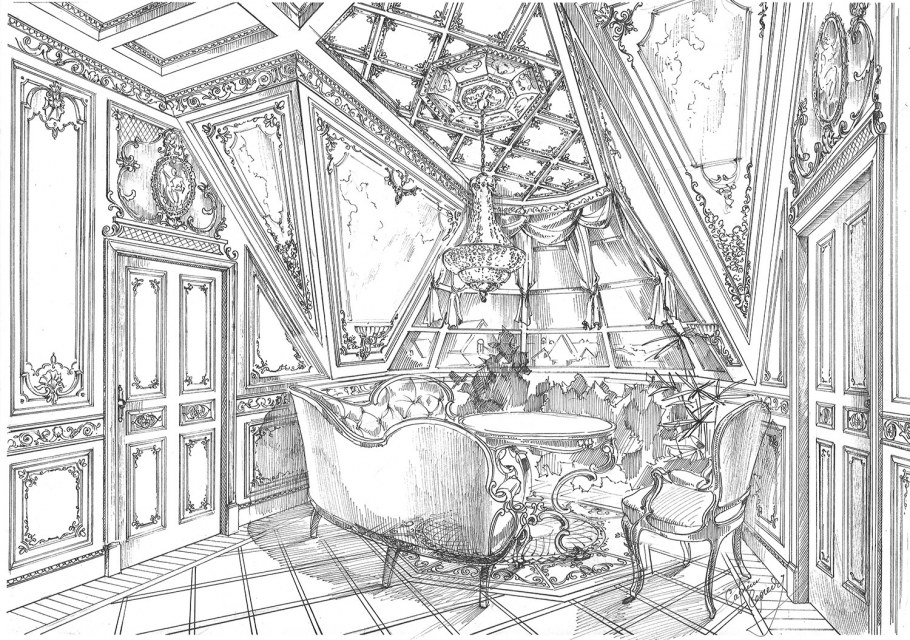 Эскиз интерьера в стиле Барокко