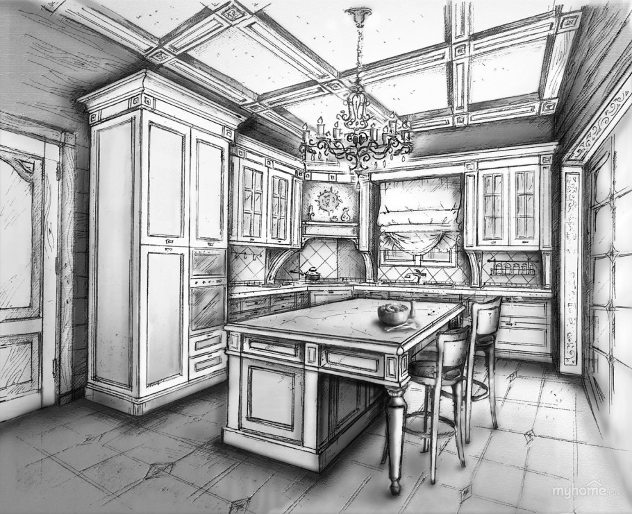 Кухня карандашом