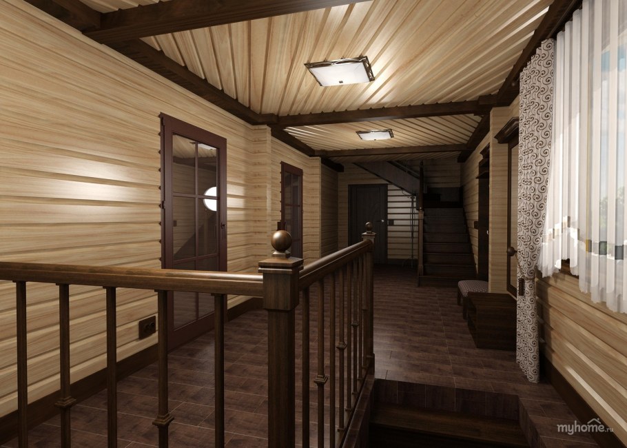 Коридор имитация бруса