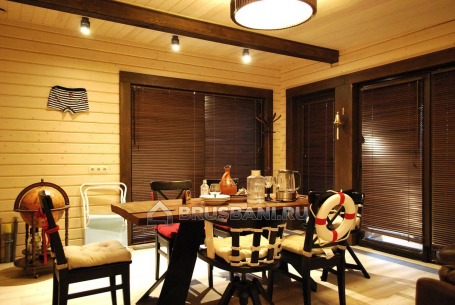 Интерьер бани из клееного бруса