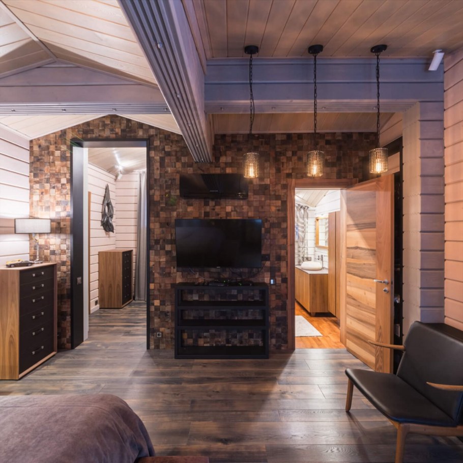 Имитация бруса в интерьере бани